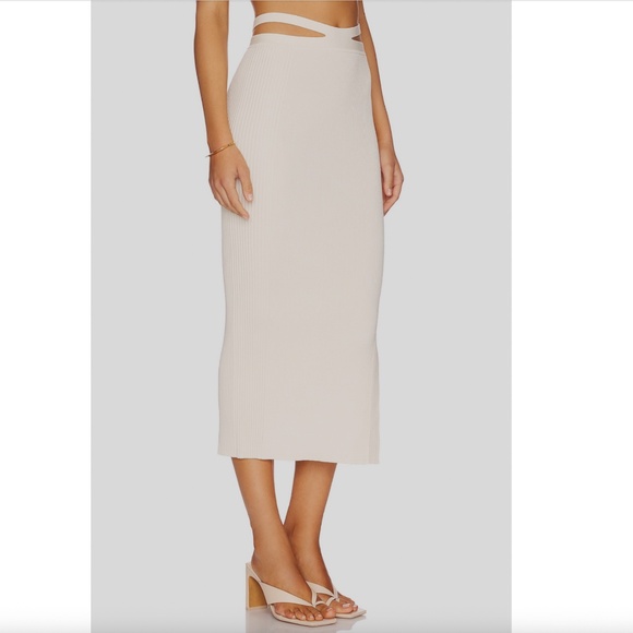 Jonathan Simkhai Off-White Orion Cut-Out Rib Knit Skirt Size L - Picture 3 of 4
